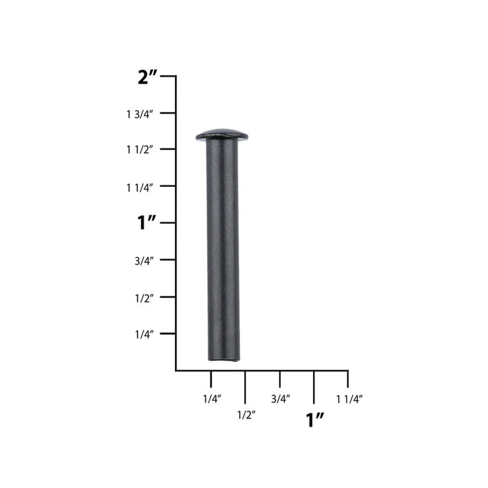 1 1/2" Black, Tubular Rivet, Steel - 12 pk