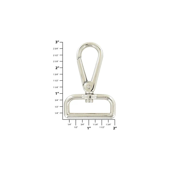 1 1/2" Shiny Nickel, Lever Swivel Snap Hook, Zinc Alloy-PK4
