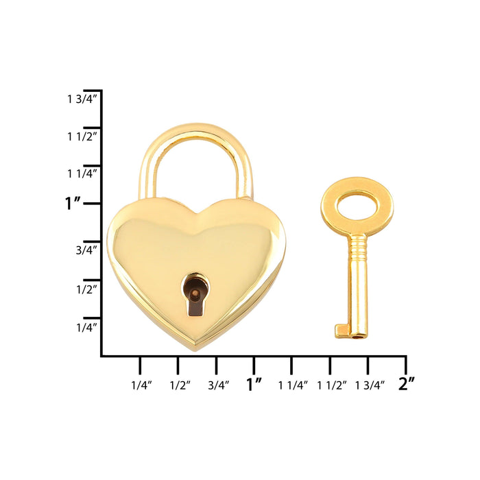 Ohio Travel Bag Locks & Closures 1-3/16" Gold, Heart Padlock With 2 Keys, Zinc Alloy, #L-3380-GOLD L-3380-GOLD