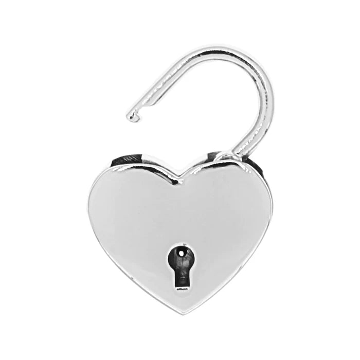 1 3/16" Shiny Nickel, Heart Padlock W/2 Keys, Zinc Alloy-PK4