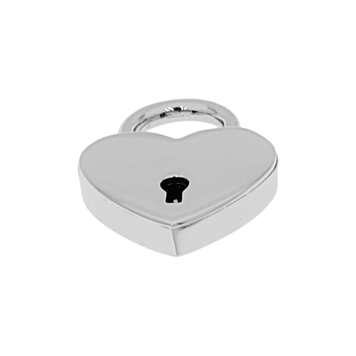 1 3/16" Shiny Nickel, Heart Padlock W/2 Keys, Zinc Alloy-PK4