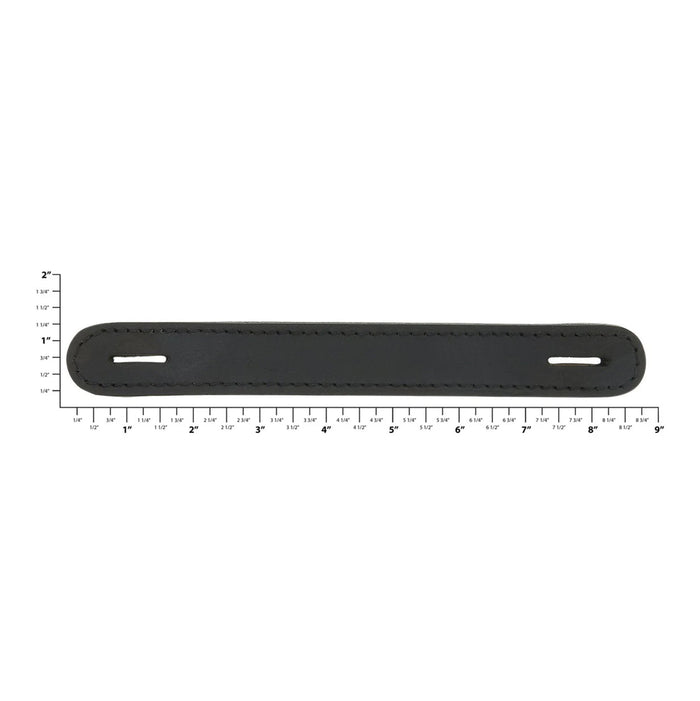 1" Black, Slotted Round End Trunk Handle, Leather