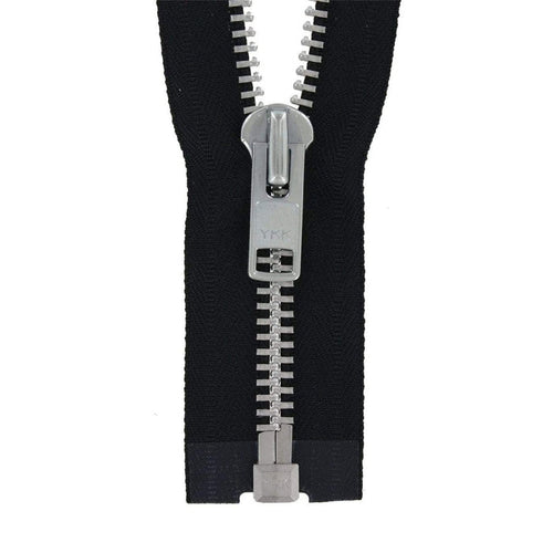 #10 Metal, Black, 20" YKK Separating Jacket Zipper with Aluminum Teeth