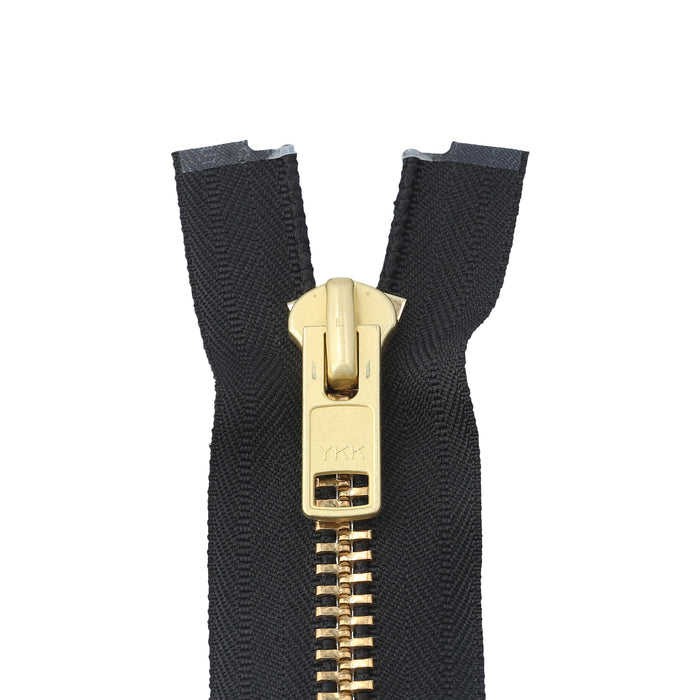 #10 Metal, Black, 20" YKK Separating Jacket Zipper with Brass Teeth