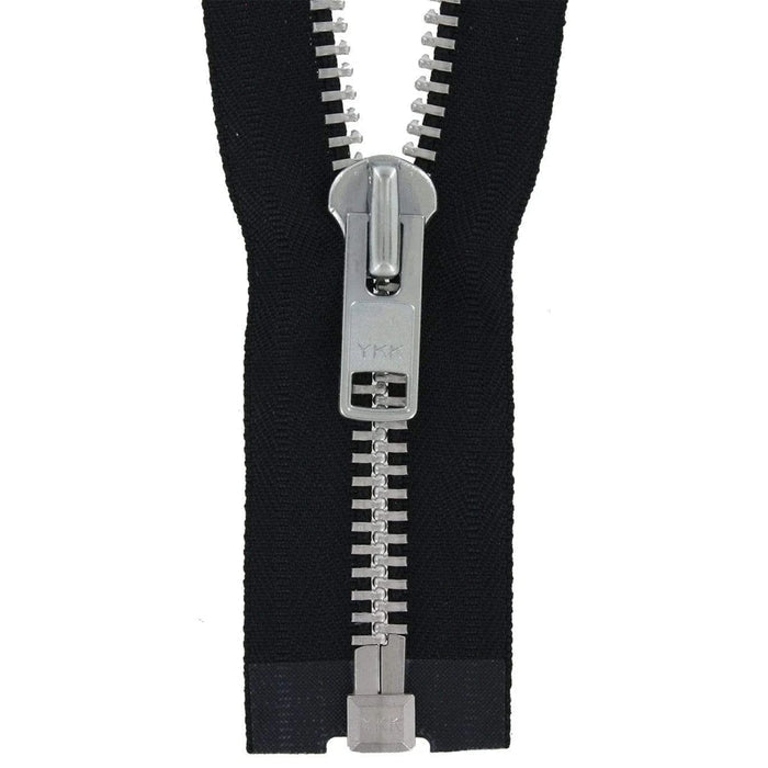 #10 Metal, Black, 24" YKK Separating Jacket Zipper with Aluminum Teeth