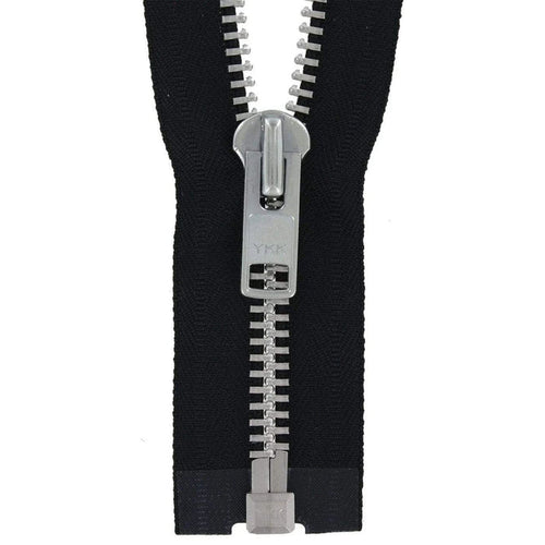 #10 Metal, Black, 24" YKK Separating Jacket Zipper with Aluminum Teeth