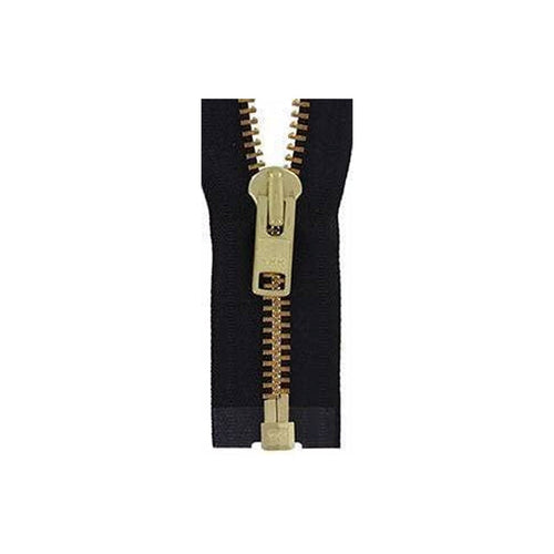 #10 Metal, Black, 24" YKK Separating Jacket Zipper with Brass Teeth