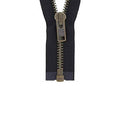 #10 Metal, Black, 30" Separating Bomber Jacket Zipper with Antique Brass Teeth