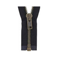 #10 Metal, Black, 36" Separating Bomber Jacket Zipper with Antique Brass Teeth