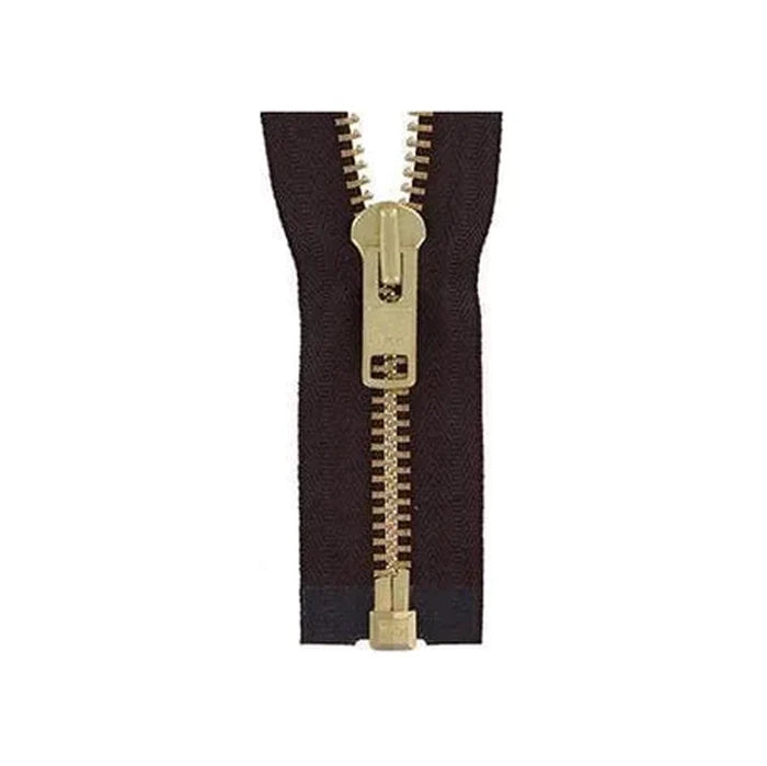 #10 Metal, Brown, 24" YKK Separating Jacket Zipper with Brass Teeth