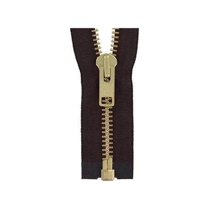 #10 Metal, Brown, 30" YKK Separating Jacket Zipper with Brass Teeth