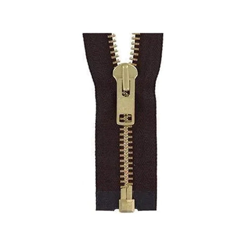 #10 Metal, Brown, 30" YKK Separating Jacket Zipper with Brass Teeth