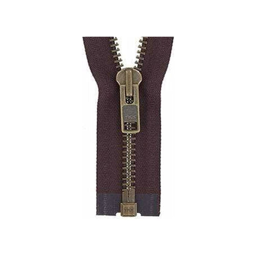 #10 Metal, Brown, 36" Separating Bomber Jacket Zipper with Antique Brass Teeth