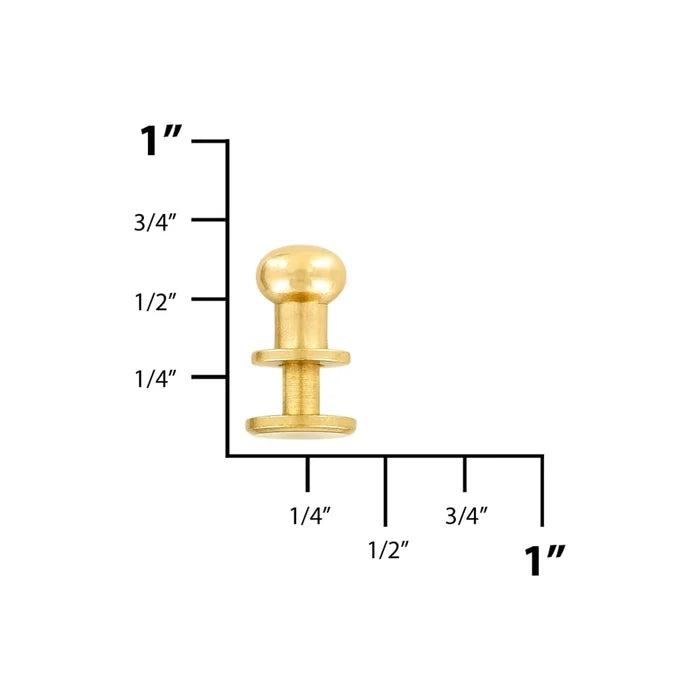 10mm Brass, Press Stud Collar Button, Solid Brass - PK5