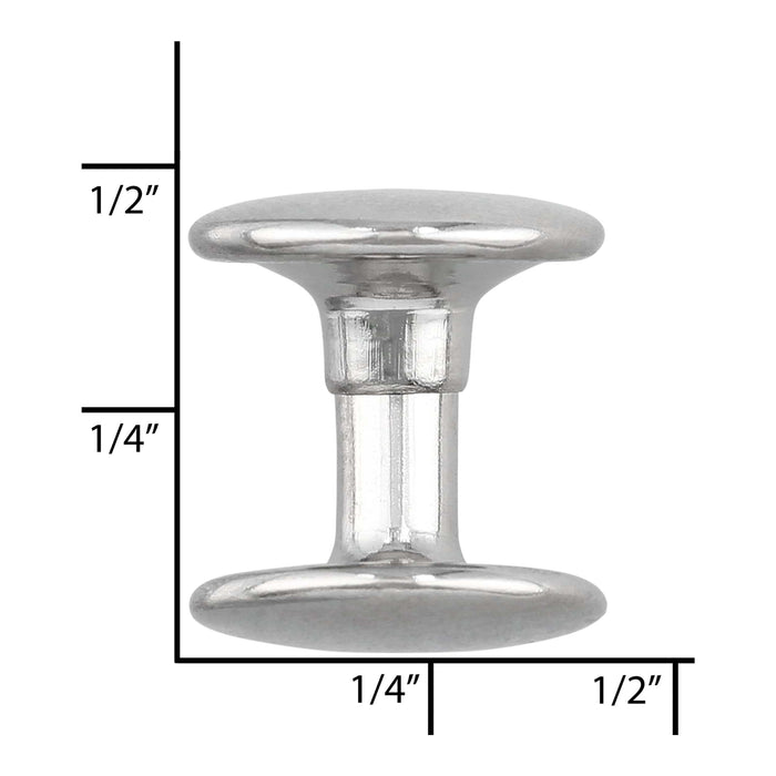 Ohio Travel Bag Fasteners 9mm Nickel, Double Cap Jiffy Rivets, Steel, #A-311-NP A-311-NP