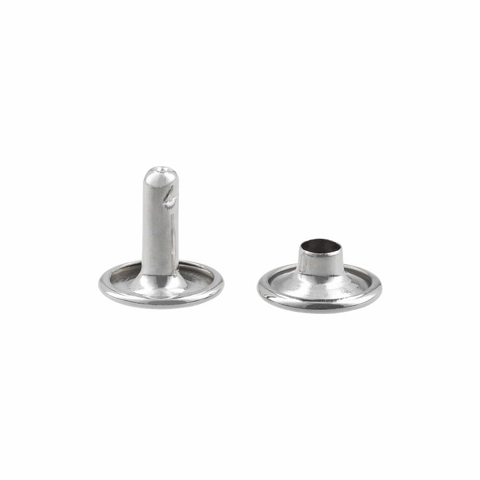 Ohio Travel Bag Fasteners 9mm Nickel, Double Cap Jiffy Rivets, Steel, #A-311-NP A-311-NP