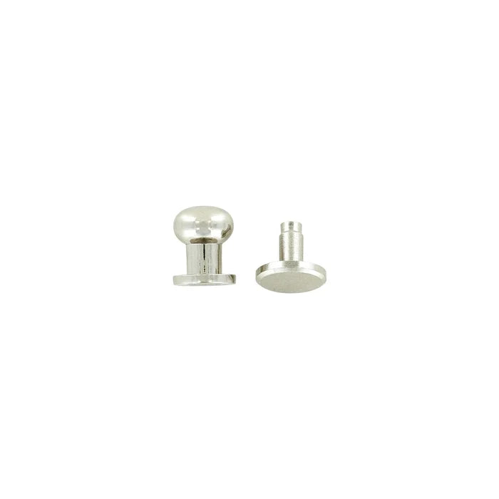 10mm, Nickel, Press Stud Collar Button, Solid Brass - PK5