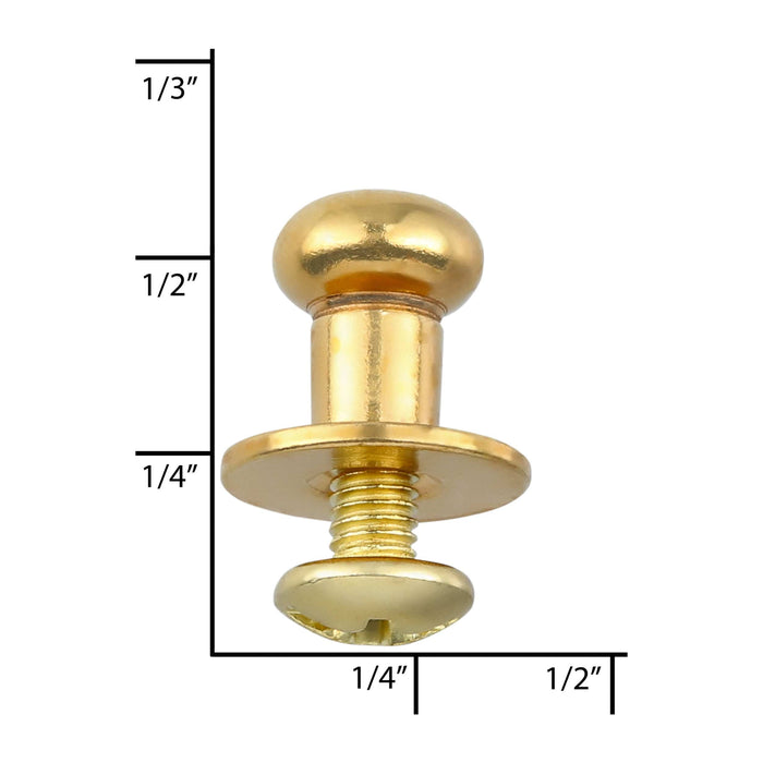 Ohio Travel Bag Adornments 7mm Brass, Collar Button w/Screw, Solid Brass, #P-1700-SB P-1700-SB
