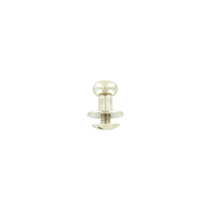 10mm, Shiny Nickel, Flat Top Collar Button Stud with Screw, Solid Brass - PK10