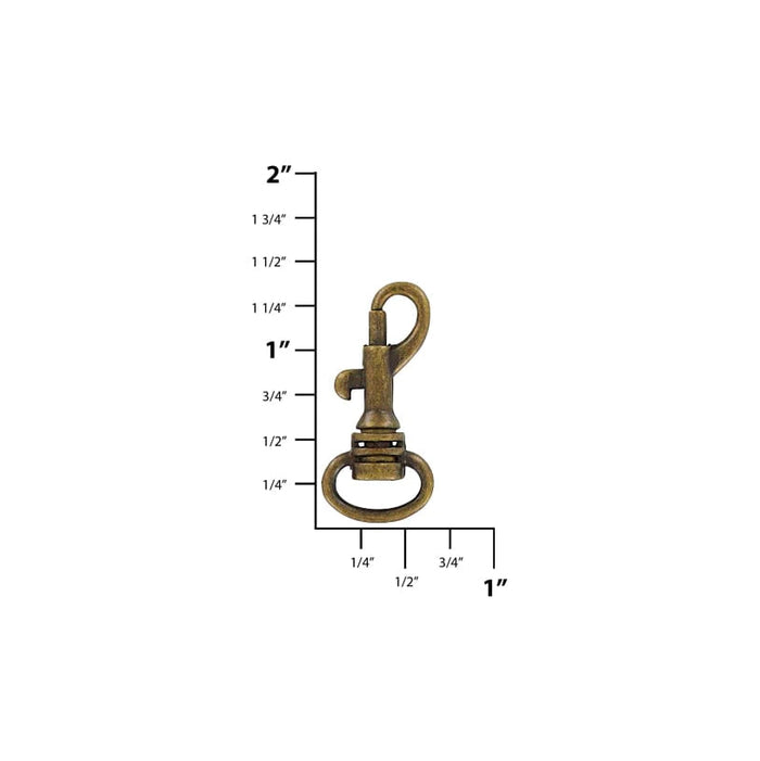1/2" Antique Brass, Bolt Swivel Snap Hook, Zinc Alloy-PK4