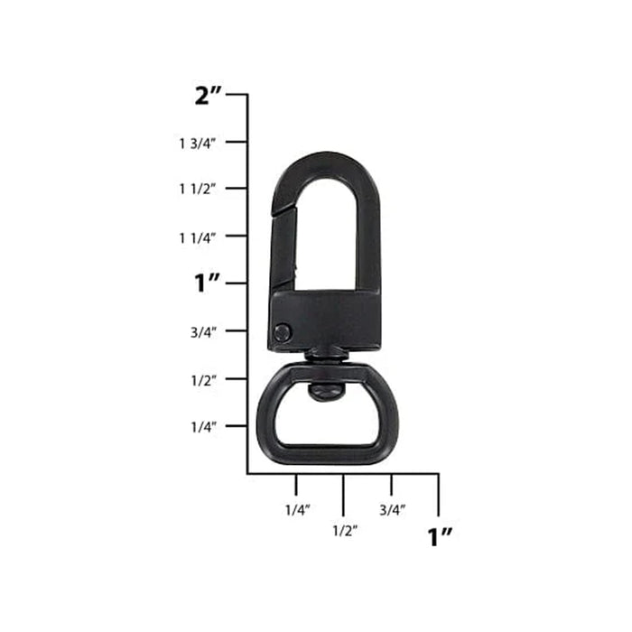 1/2" Matte Black, Lever Swivel Snap Hook, Zinc Alloy, Zinc Alloy-5pk