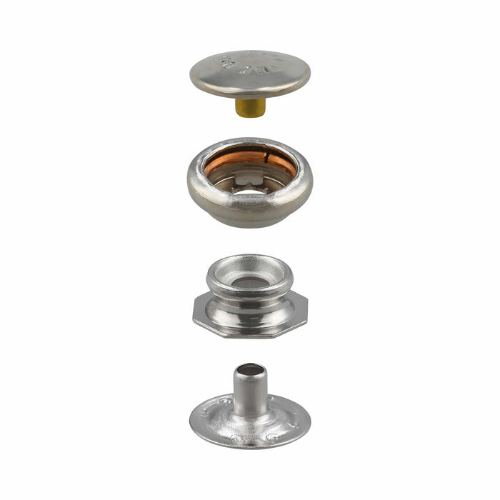 Ohio Travel Bag 1/2" Nickel, Pull-The-DOT Snap Set (Pack of 10 Sets Complete), Solid Brass, #WF-050-SBN WF-050-SBN