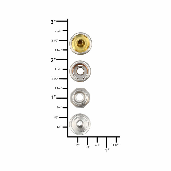 Ohio Travel Bag 1/2" Nickel, Pull-The-DOT Snap Set (Pack of 10 Sets Complete), Solid Brass, #WF-050-SBN WF-050-SBN