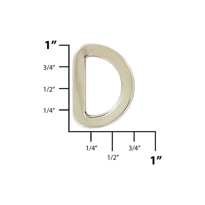 1/2" Shiny Nickel, Cast D Ring, Zinc Alloy-PK5