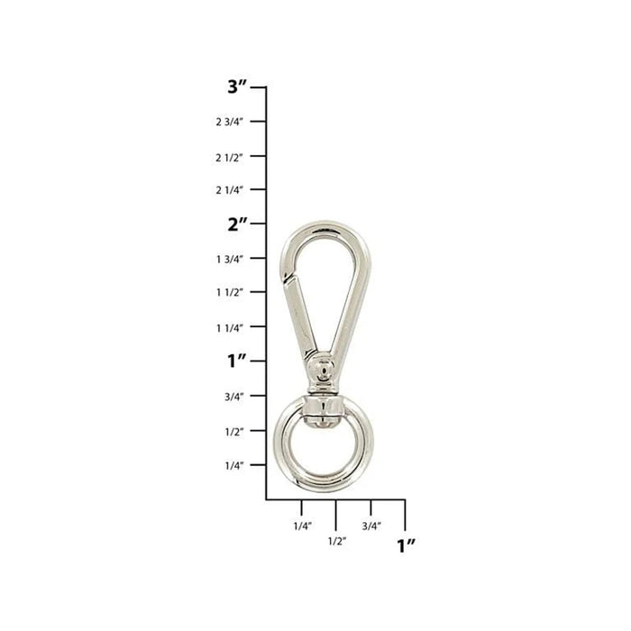 1/2" Shiny Nickel, Swivel Snap Hook, Zinc Alloy-5pk