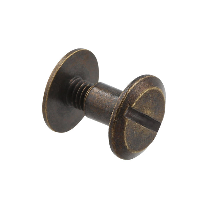 Ohio Travel Bag Fasteners 1/4" Antique Brass, Flat Top Chicago Screw, Solid Brass, #P-2334-ANTB P-2334-ANTB