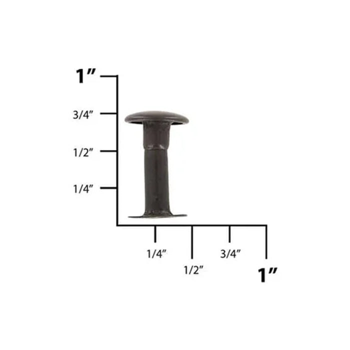15mm Black, Single Cap Jiffy Rivets, Solid Brass-100ct