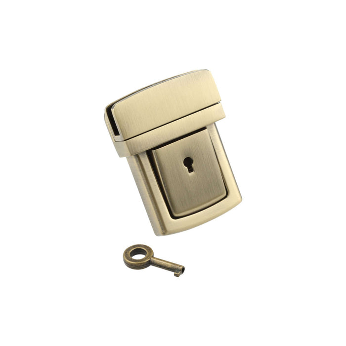 Ohio Travel Bag 35mm Brushed Brass, Tuck Catch with Lock, Zinc Alloy, #L-361-ANTB L-361-ANTB