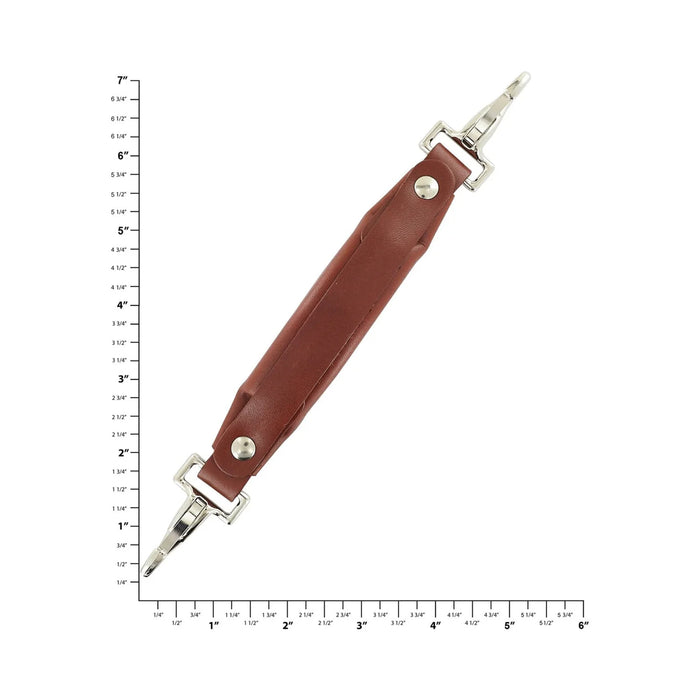 5 1/4" Tan, Emergency Handle with Nickel Hardware, Leather