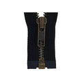 #5 Metal, Black, 30" YKK Separating Bomber Jacket Zipper with Antique Brass Teeth