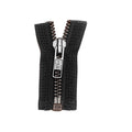 #5 Metal, Black, 36" YKK Separating Bomber Jacket Zipper with Antique Brass Teeth