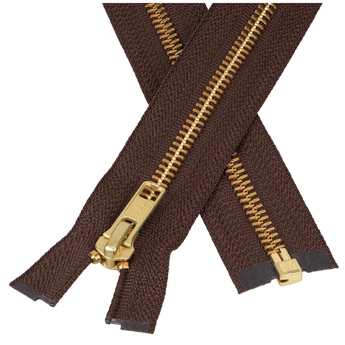 #5 Metal, Brown, 24" YKK Separating Jacket Zipper with Brass Teeth