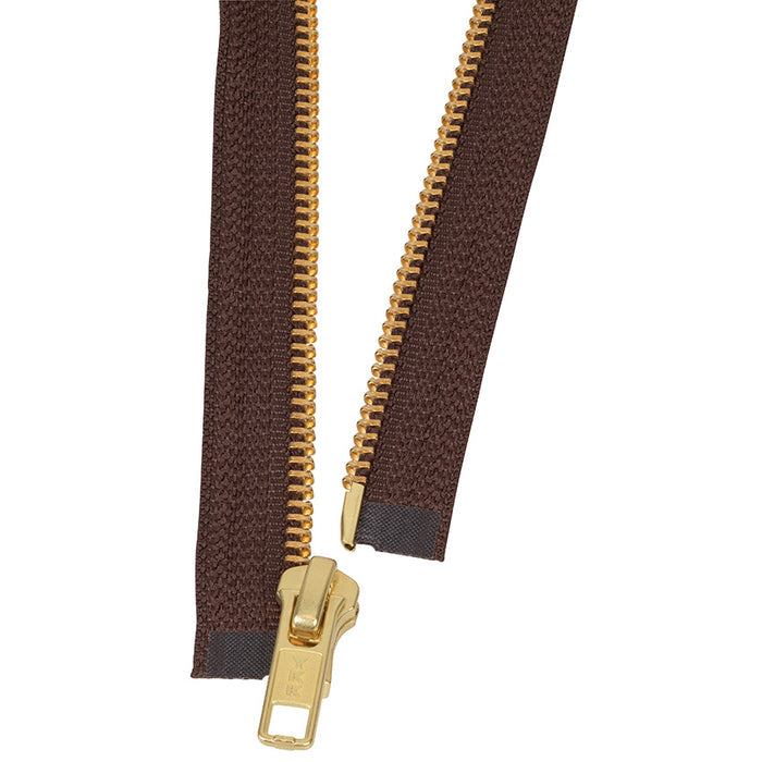 #5 Metal, Brown, 24" YKK Separating Jacket Zipper with Brass Teeth