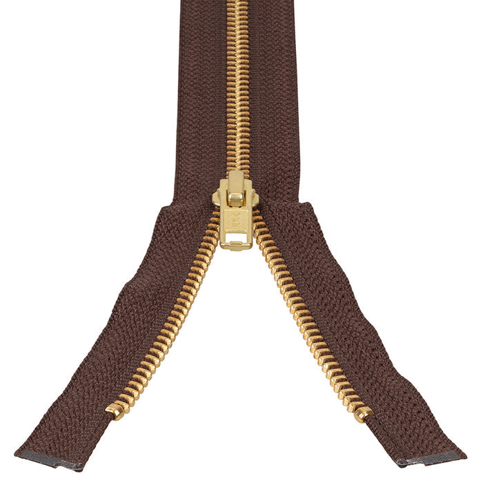 #5 Metal, Brown, 24" YKK Separating Jacket Zipper with Brass Teeth