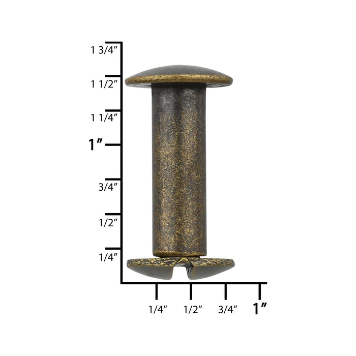 Ohio Travel Bag 5/8" Antique Brass, Chicago Screw, Solid Brass, #L-156-5-8-ANTB L-156-5-8-ANTB