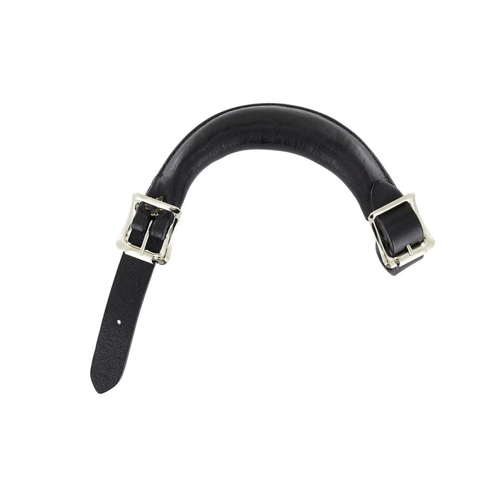 6" Black, Emergency Handle with Nickel Hardware, Leather
