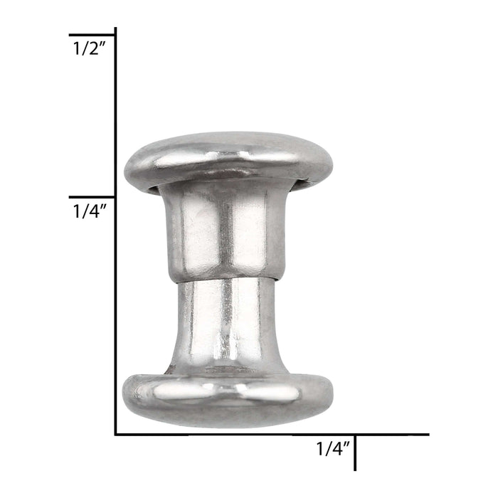 Ohio Travel Bag Fasteners 6mm Nickel, Double Cap Jiffy Rivet, Steel, #A-340-NP A-340-NP