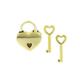 7/8" Shiny Gold, Small Heart Padlock, Zinc Alloy-PK4