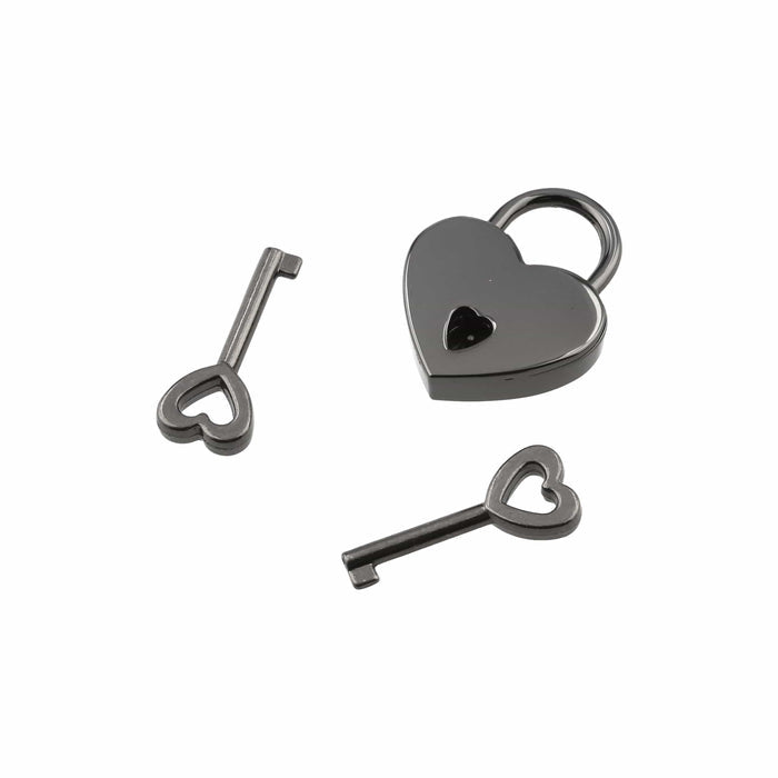 Ohio Travel Bag 7/8" Gunmetal, Small Heart Padlock, Zinc Alloy, #L-3577-GUNM L-3577-GUNM