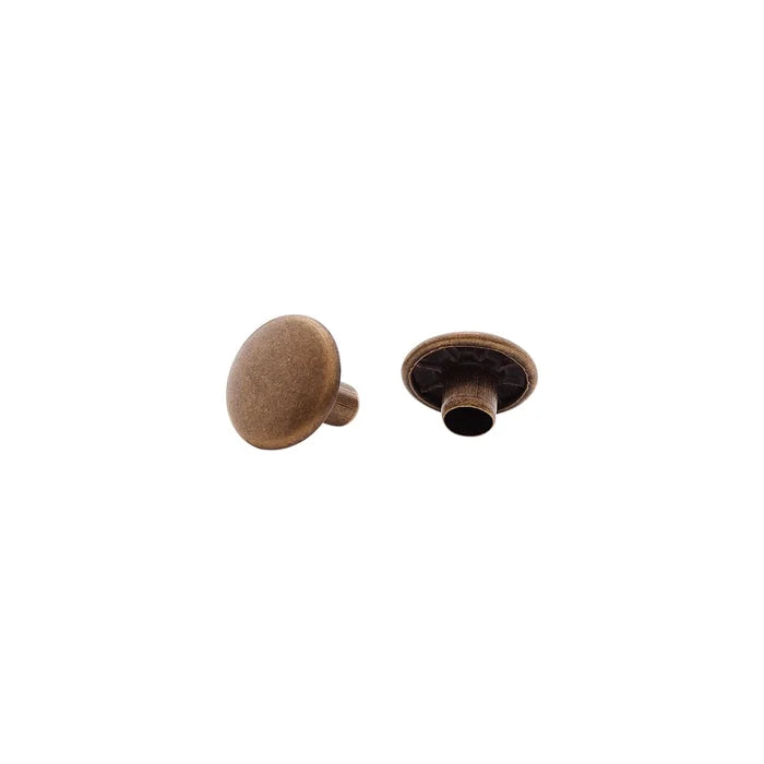 7mm Antique Brass, Double Cap Jiffy Rivet, Solid Brass- 100ct