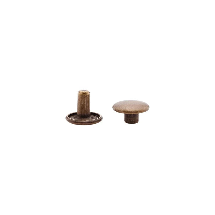 7mm Antique Brass, Double Cap Jiffy Rivet, Solid Brass- 100ct