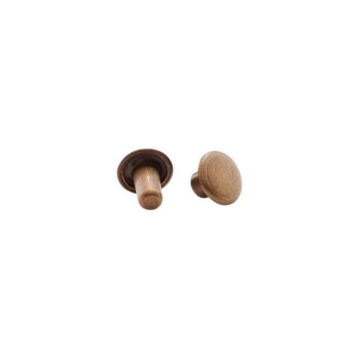 7mm Antique Brass, Double Cap Jiffy Rivets, Solid Brass-100ct