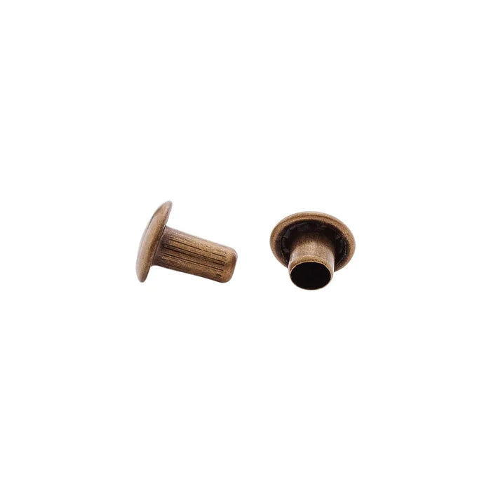 7mm Antique Brass, Double Cap Jiffy Rivets, Solid Brass-100ct