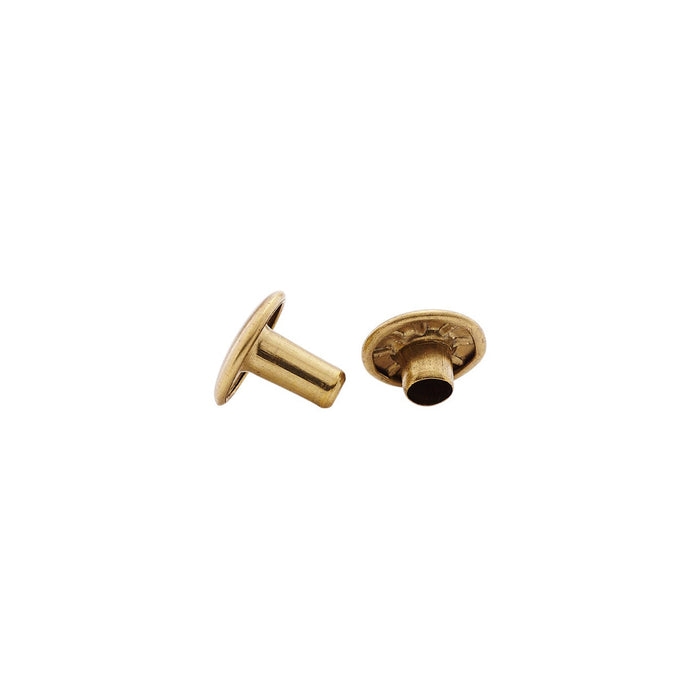 7mm Brass, Double Cap Jiffy Rivet, Solid Brass- 100ct