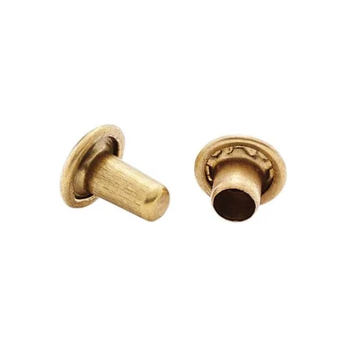 7mm Brass, Double Cap Jiffy Rivets, Solid Brass-100ct