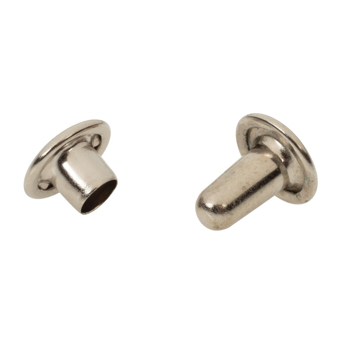 7mm Nickel, Double Cap Jiffy Rivets, Solid Brass-100ct